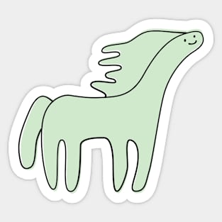 Cute Silly Simple Minimalist Pastel Green Horse Small Icon Sticker